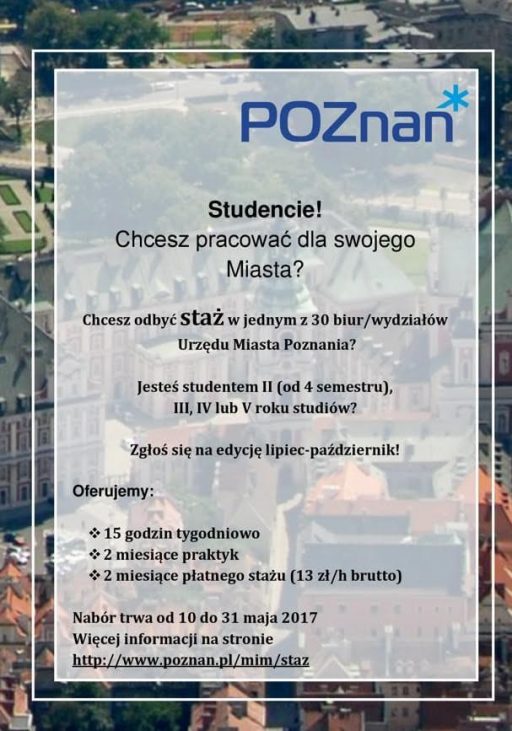 Staż w biurze Urzędu Miasta Poznania