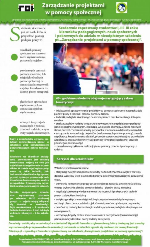 Zarządzanie projektami w pomocy społecznej