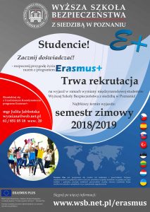 Studencie! Trwa rekrutacja na wyjazd ERASMUS+!