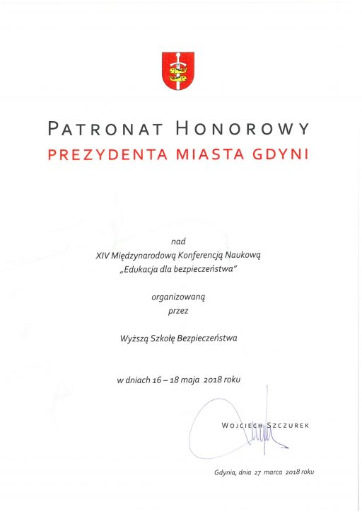 Patronat honorowy prezydenta Miasta Gdynia – Edukacja dla bezpieczeństwa