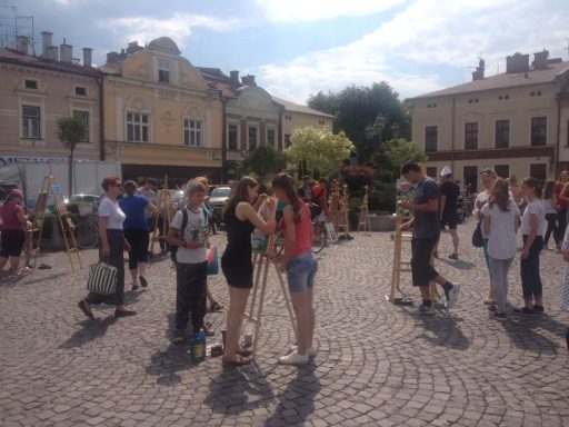 Malowanie na skoczowskim rynku