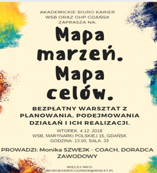Zapraszamy na bezpłatny warsztat – Mapa marzeń. Mapa celów