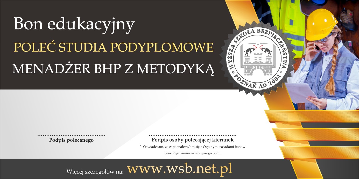 bon edukacyjny "poleć studia podyplomowe" menadżer bhp z metodyką