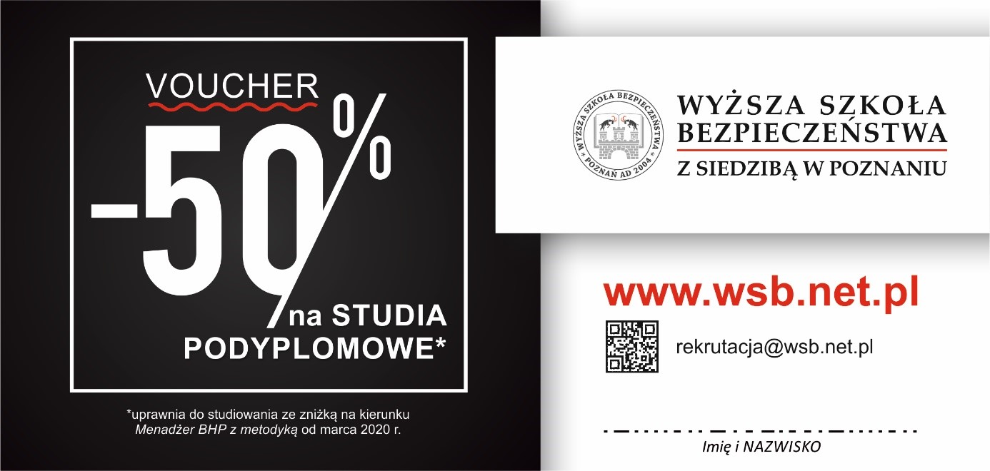 voucher - 50 procent na studia podyplomowe Wyższa Szkoła Bezpieczeństwa