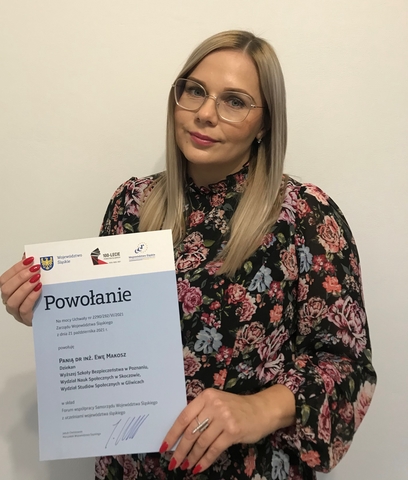 dr inż. Ewa Makosz- powołanie w skład Forum Województwa Śląskiego z uczelniami województwa śląskiego.