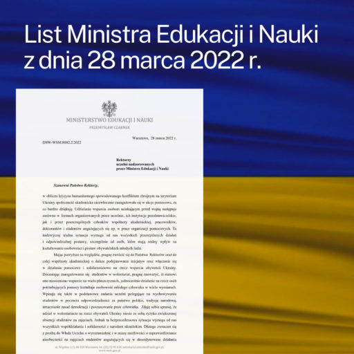 List MEiN do rektorów uczelni nadzorowanych przez MEiN w sprawie realizacji działań pomocowych przez studentów
