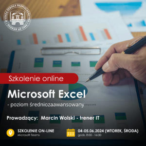 Zaproszenie na szkolenie „Microsoft Excel – poziom średniozaawansowany”