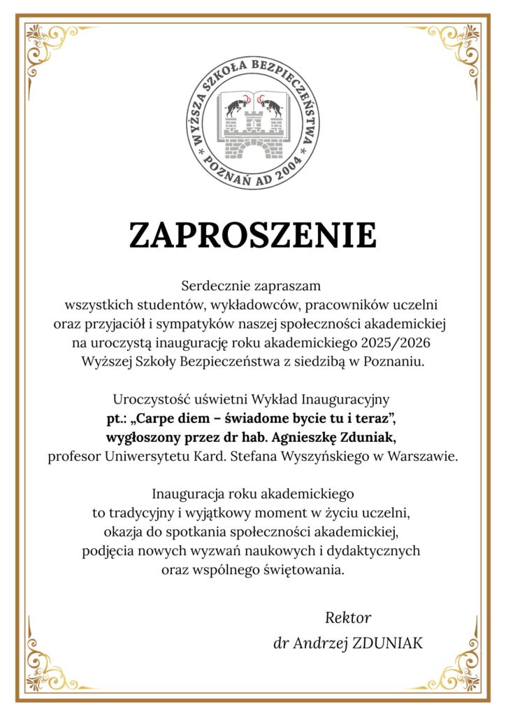 Zaproszenie na inauguracje 2025