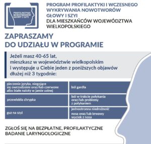 Bezpłatne badania profilaktyczne nowotworów głowy i szyi