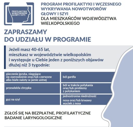 Bezpłatne badania profilaktyczne nowotworów głowy i szyi